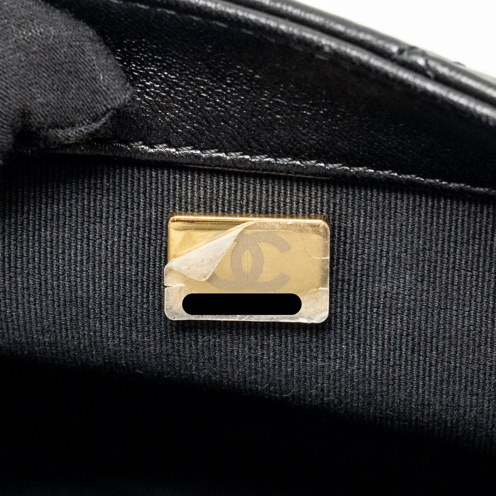 CHANEL GIANT CHAIN FLAP BAG LAMBSKIN BLACK GHW (MICROCHIP)
