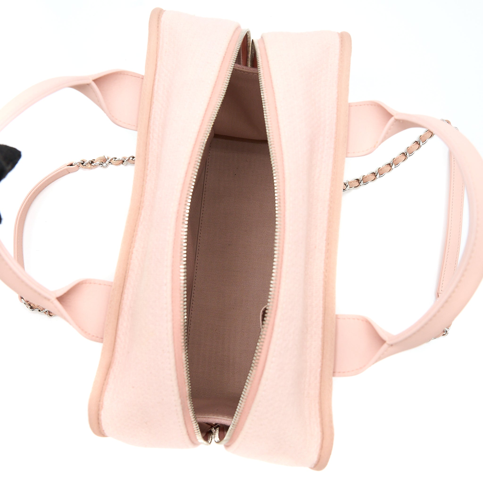 CHANEL DEAUVILLE BOWLING BAG CANVAS/LEATHER LIGHT PINK SHW