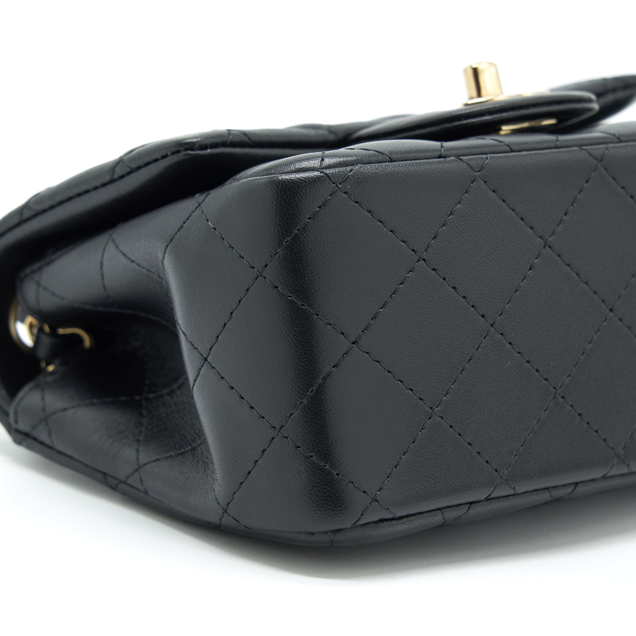 CHANEL MINI SQUARE FLAP BAG LAMBSKIN BLACK LGHW (MICROCHIP)