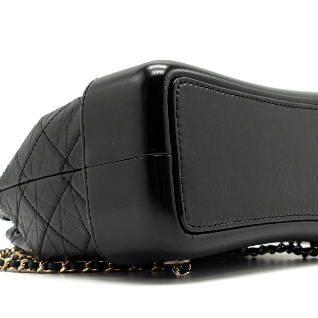 CHANEL SMALL GABRIELLE BACKPACK AGED CALFSKIN BLACK MULTICOLOUR HARDWARE(MICROCHIP)