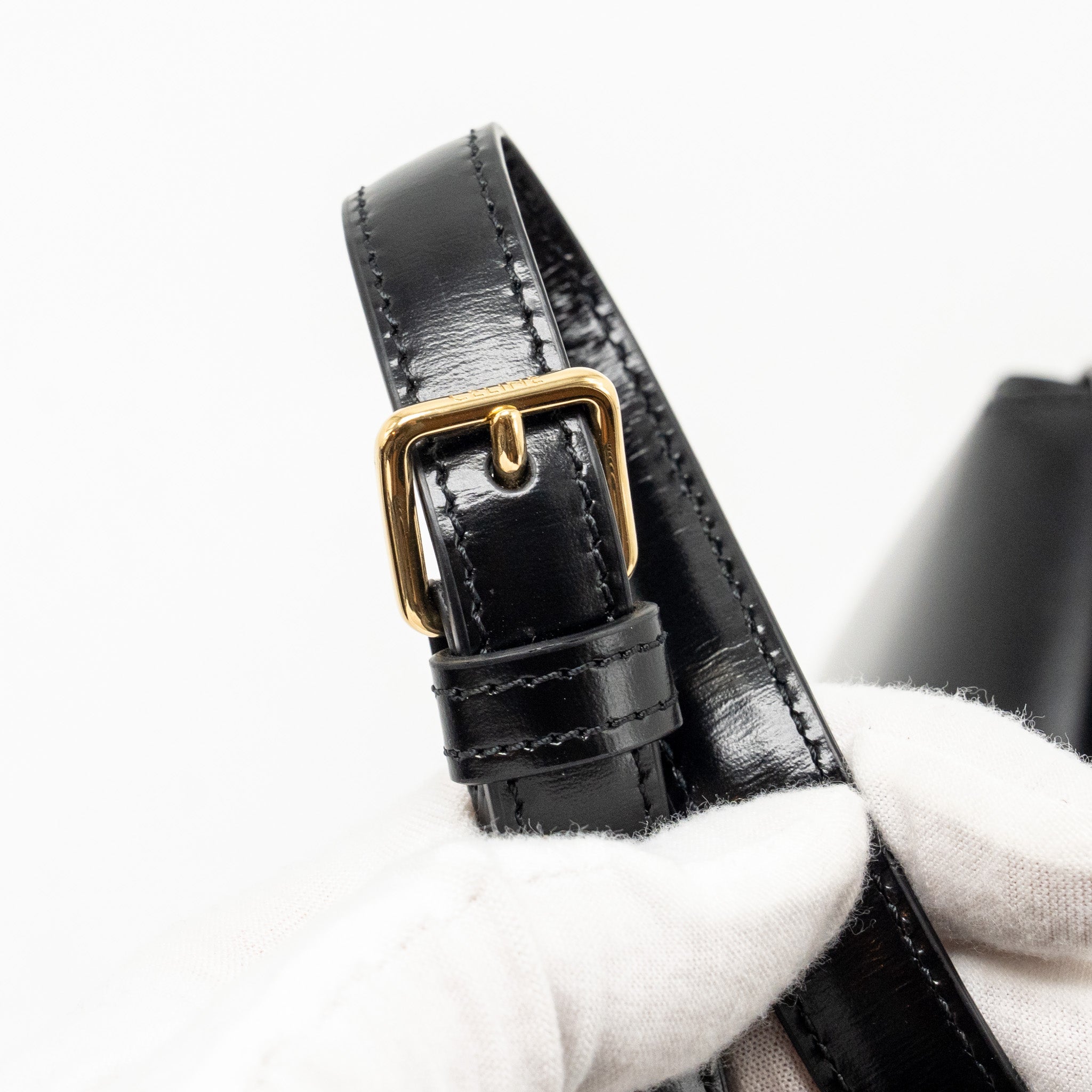 CELINE TRIOMPHE SHOULDER BAG CALFSKIN BLACK GHW