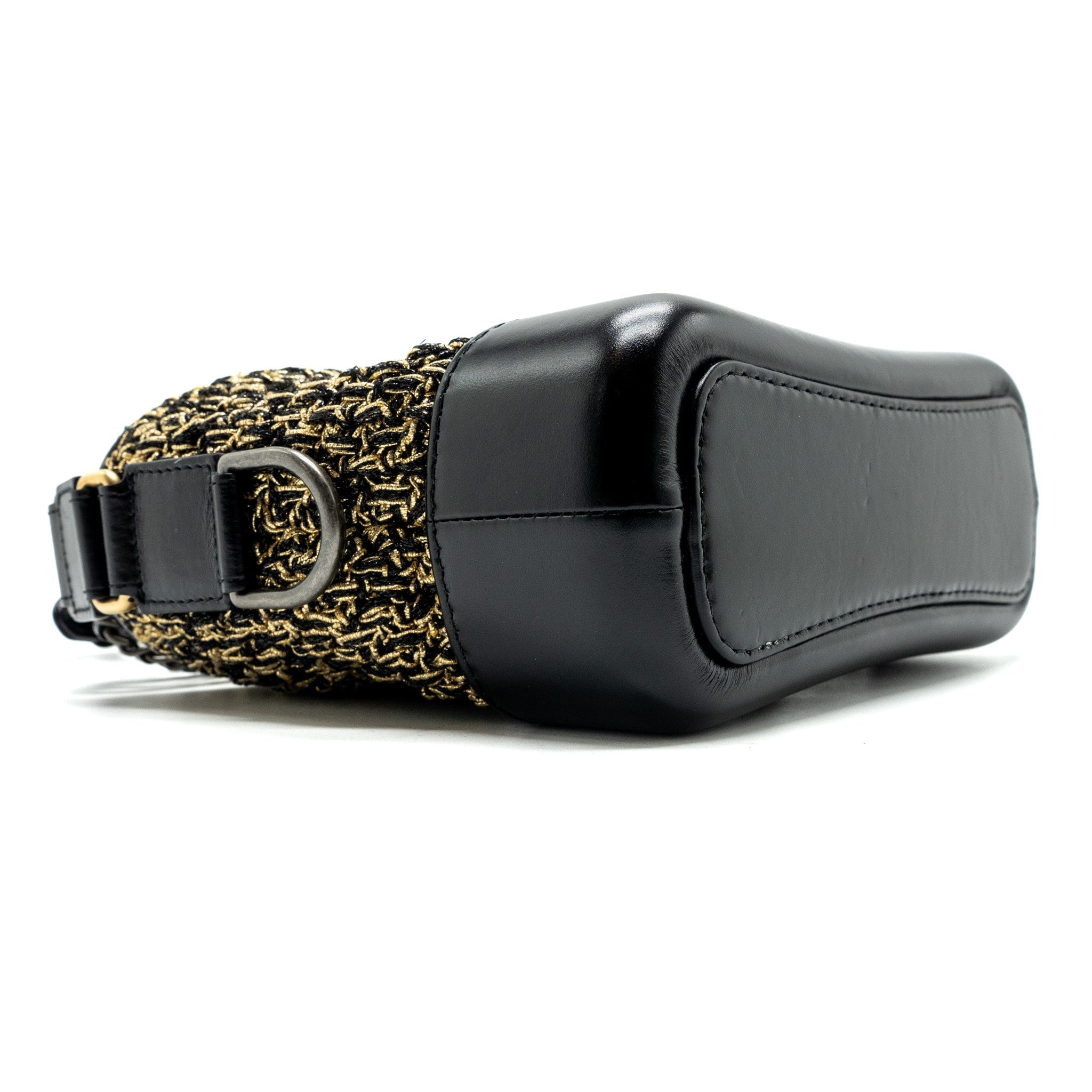 CHANEL SMALL GABRIELLE HOBO BAG LIMITED EDITION FABRIC/CALFSKIN BLACK / GOLD MULTICOLOUR HARDWARE