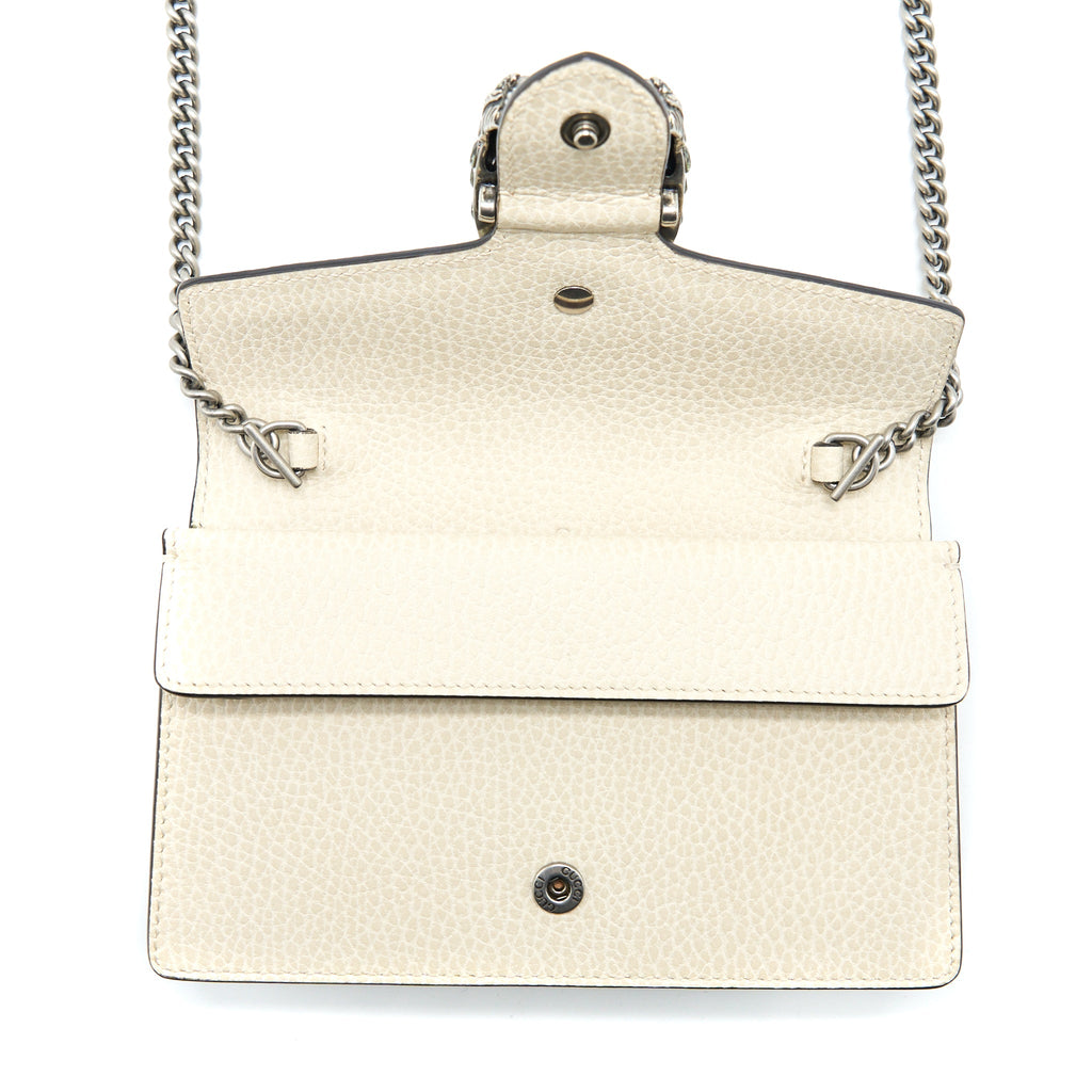 GUCCI SUPER MINI DIONYSUS CALFSKIN WHITE RUTHENIUM HARDWARE