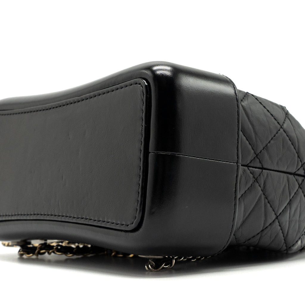 CHANEL SMALL GABRIELLE BACKPACK AGED CALFSKIN BLACK MULTICOLOUR HARDWARE(MICROCHIP)