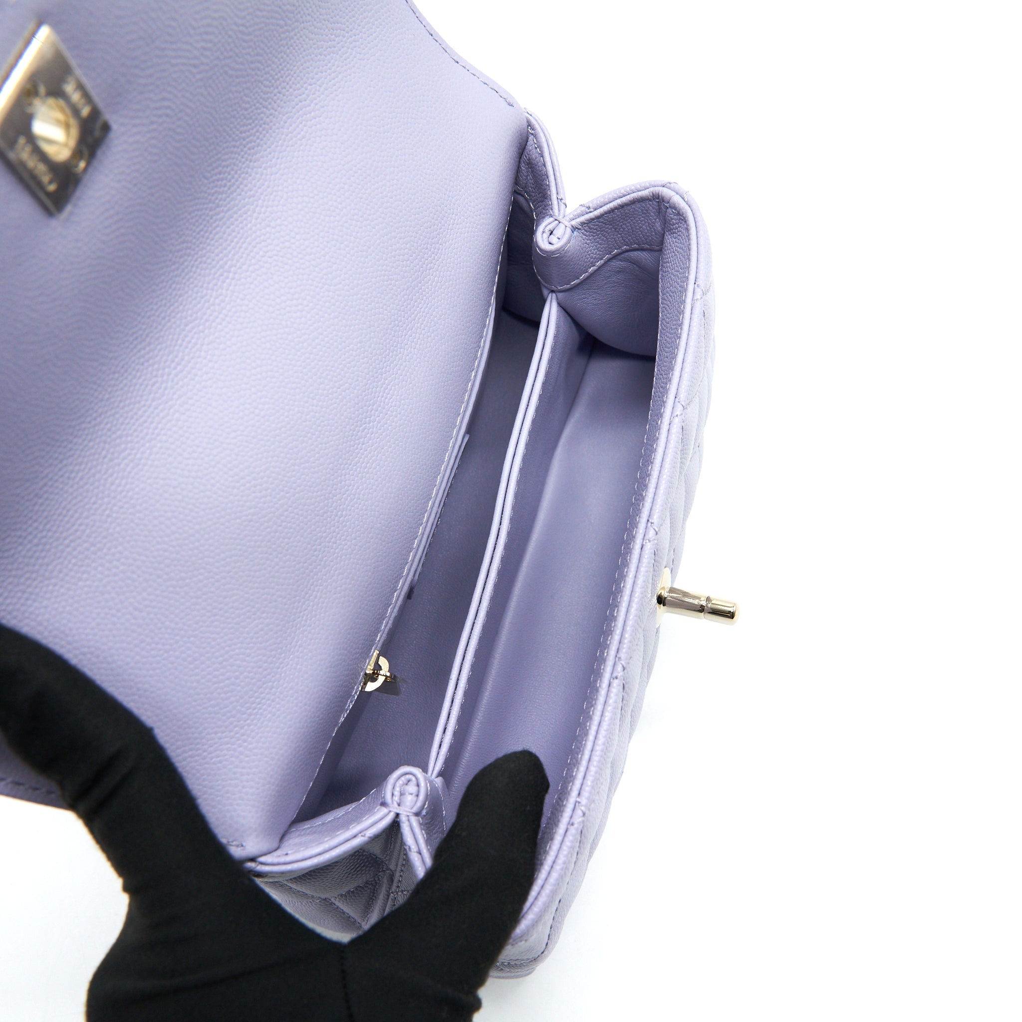 CHANEL 21K COCO HANDLE CAVIAR LILAC/ LIGHT PURPLE LGHW