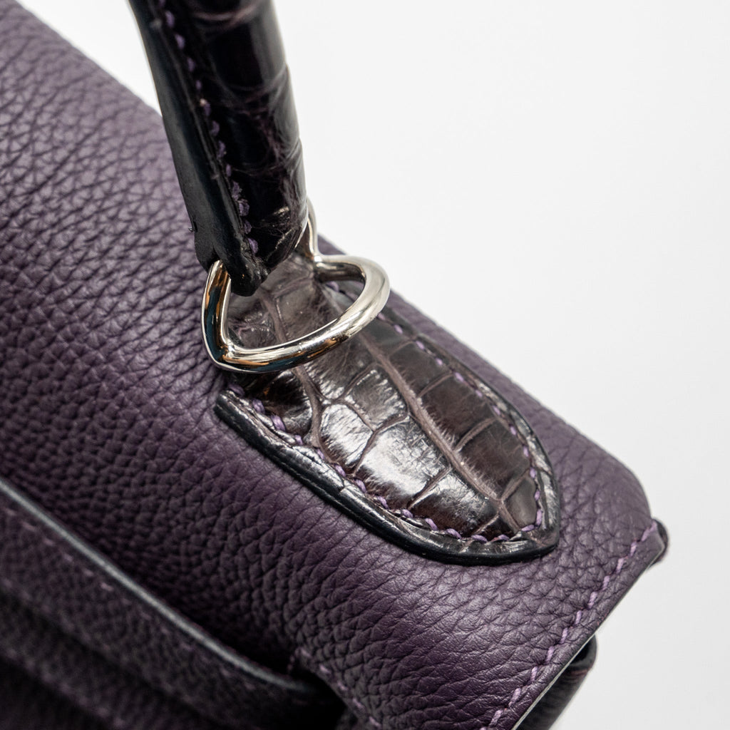 HERMES KELLY 28 ALLIGATOR/TOGO 59 RAISIN SHW