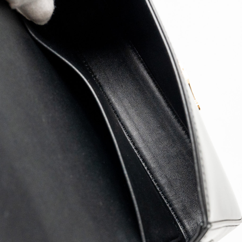 CELINE TRIOMPHE SHOULDER BAG CALFSKIN BLACK GHW