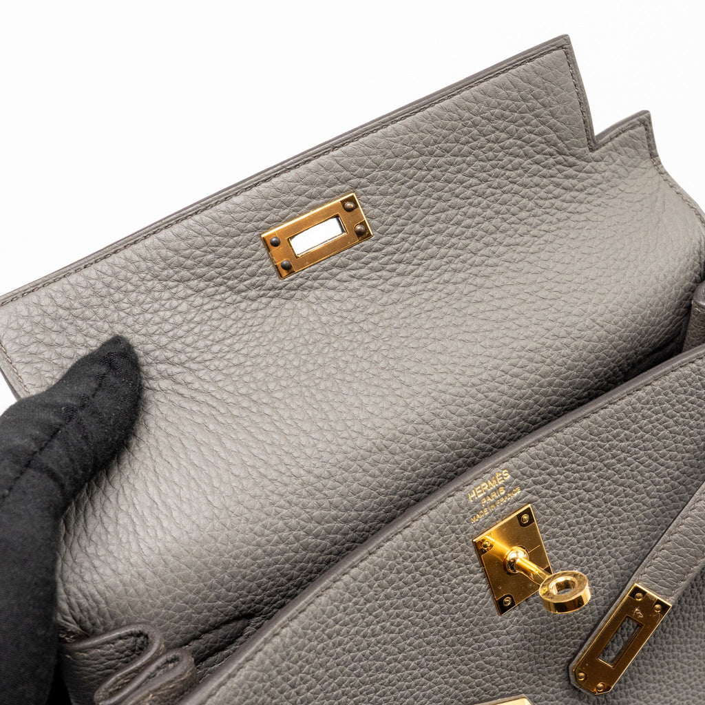 HERMES KELLY 25 TOGO GRIS ETAIN GHW