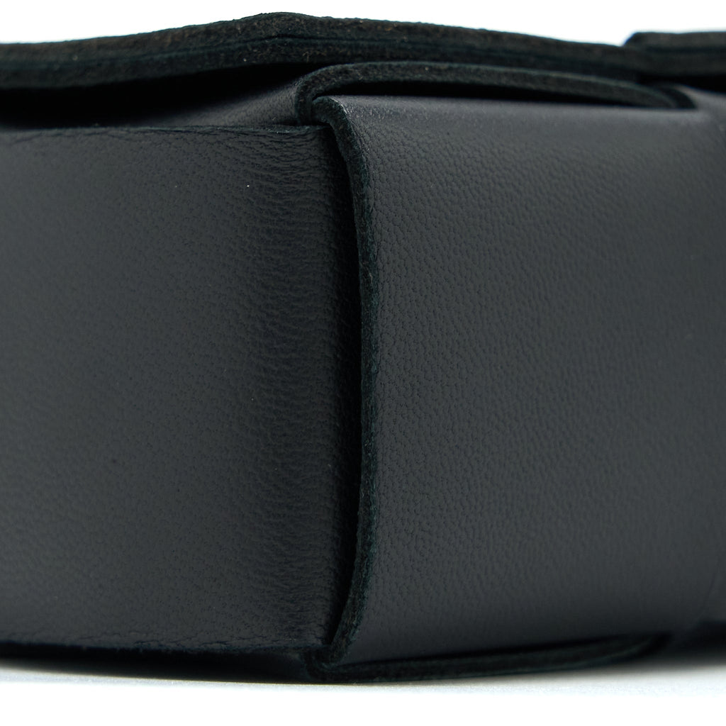 BOTTEGA VENETA MINI CASSETTE INTRECCIATO CROSSBODY BAG BLACK LGHW