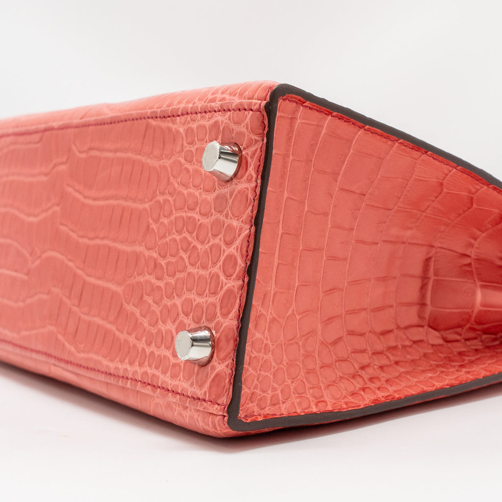 HERMES KELLY 25 MATT CROCODILE POROUS BOUGAINVILLIER SHW
