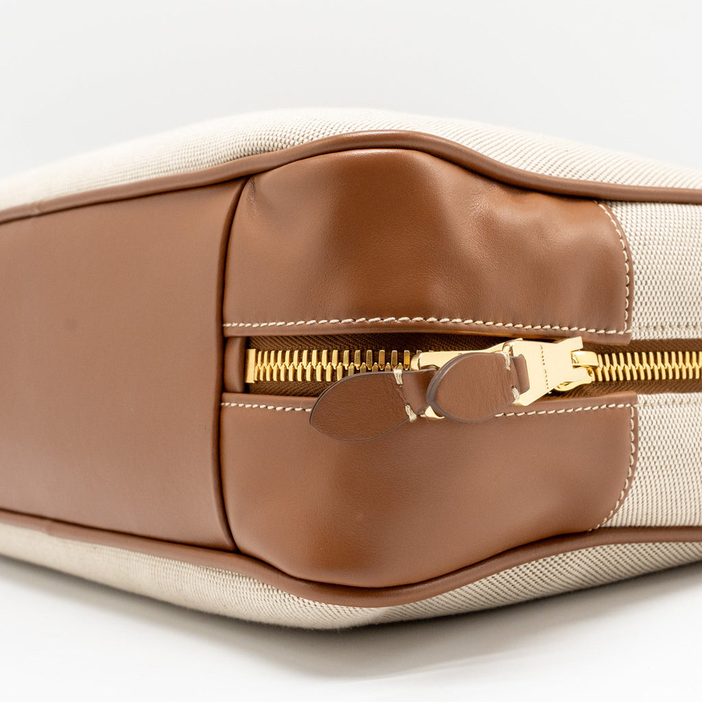 MIU MIU BEAU BAG CANVAS/ LEATHER BEIGE/ BRANDY GHW