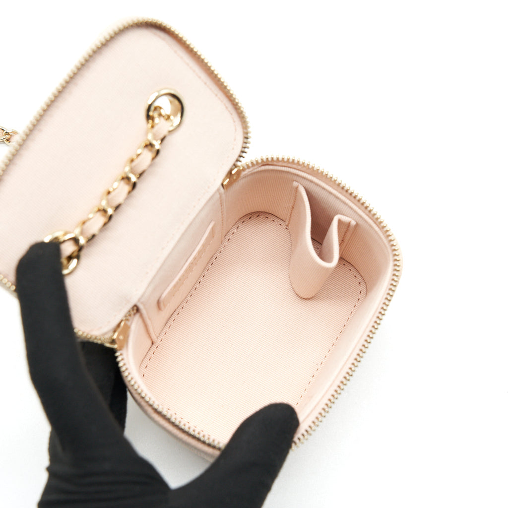 CHANEL MINI VANITY LIGHT BEIGE CAVIAR GHW