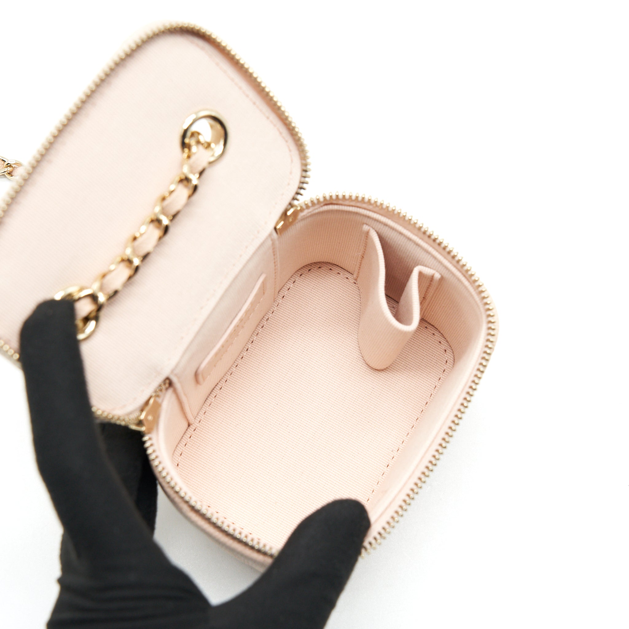 CHANEL MINI VANITY LIGHT BEIGE CAVIAR GHW