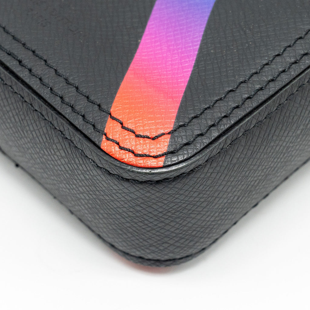 LOUIS VUITTON DANUBE MESSENGER BAG TAIGA BLACK/RAINBOW BLACK HARDWARE