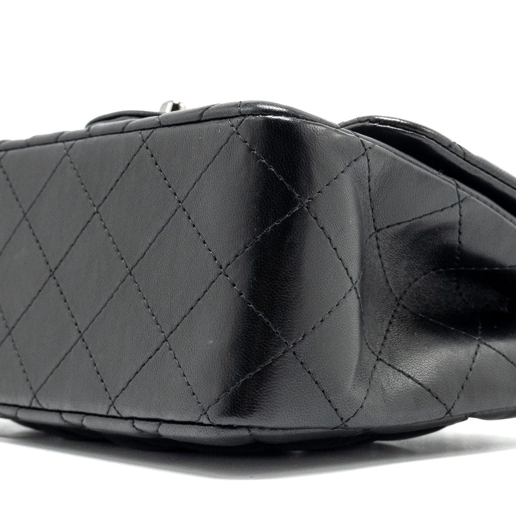 CHANEL MINI SQUARE FLAP BAG LAMBSKIN BLACK SHW