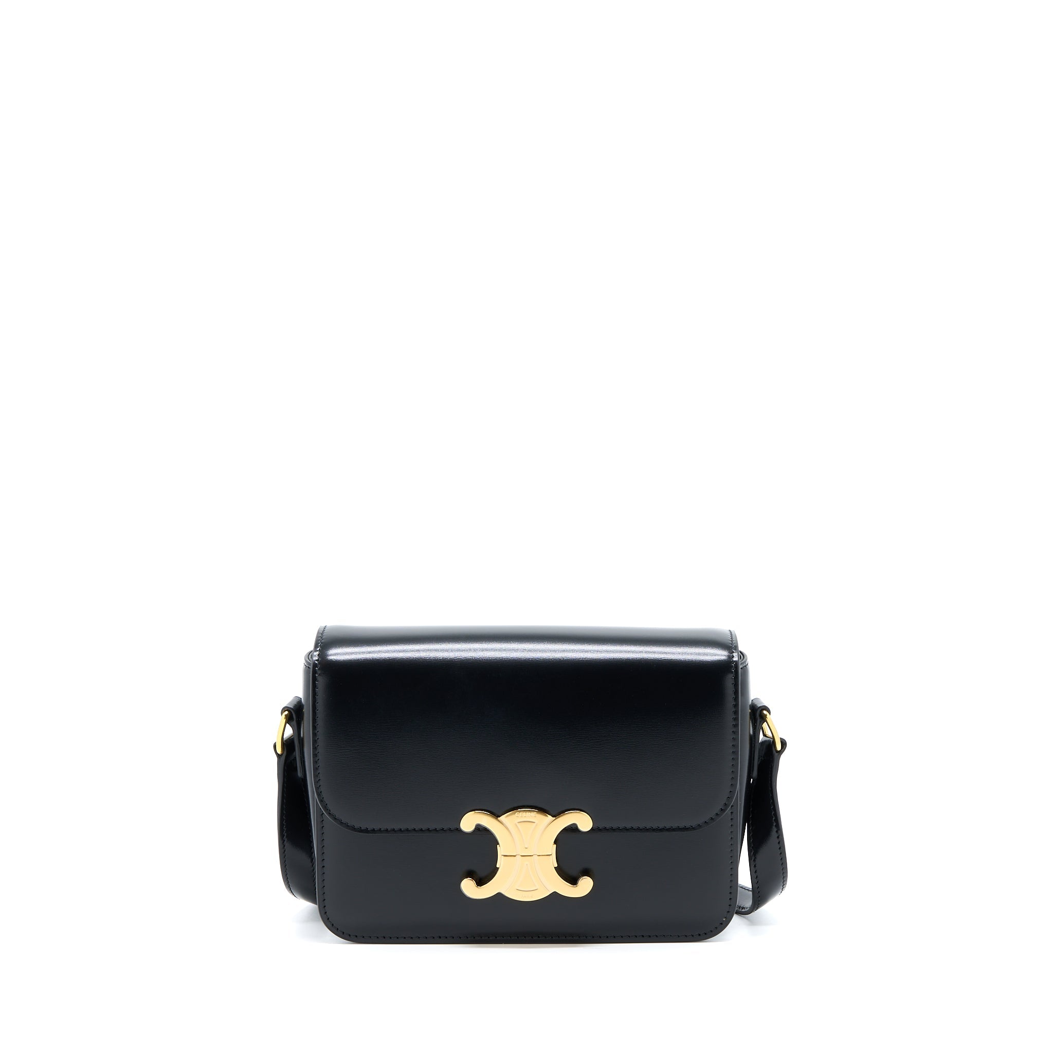 CELINE TEEN TRIOMPHE BAG IN SHINY CALFSKIN BLACK GHW
