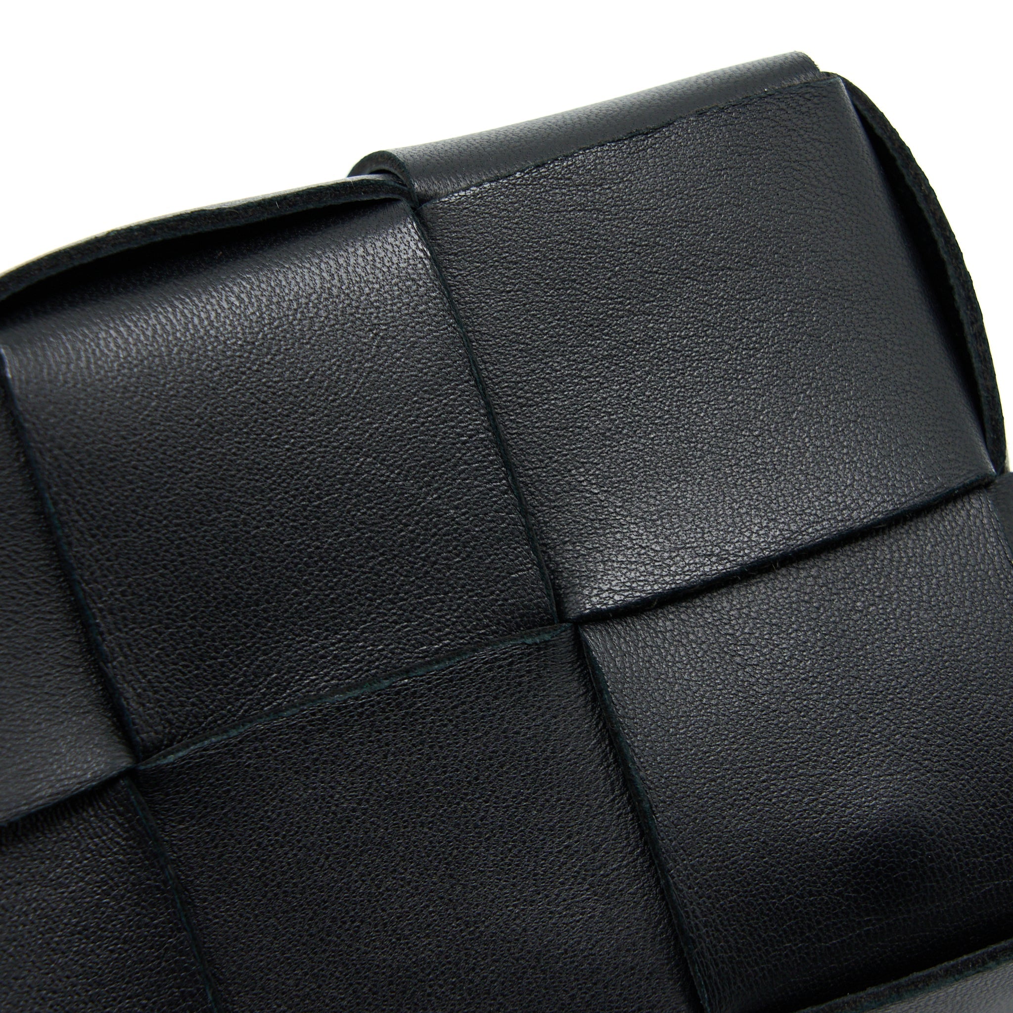 BOTTEGA VENETA MINI CASSETTE INTRECCIATO CROSSBODY BAG BLACK LGHW