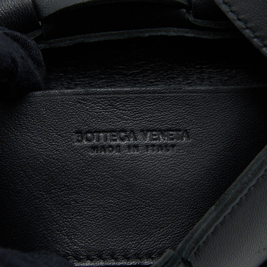 BOTTEGA VENETA MINI CASSETTE INTRECCIATO CROSSBODY BAG BLACK LGHW