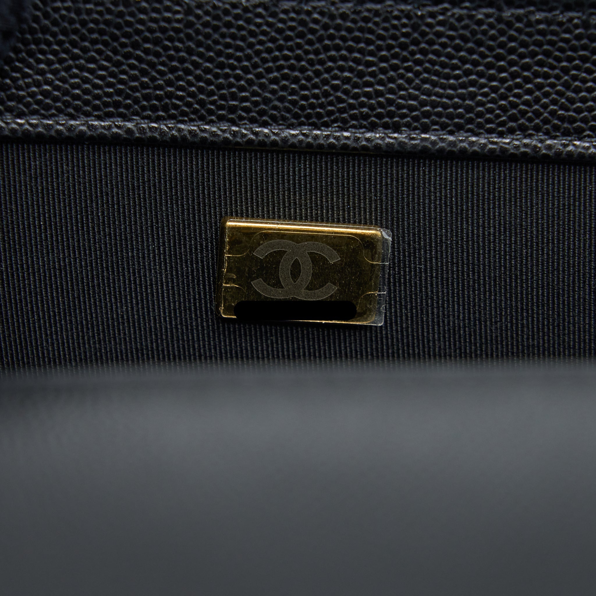 CHANEL MEDIUM BOY BAG CAVIAR BLACK BRUSHED GHW (MICROCHIP)