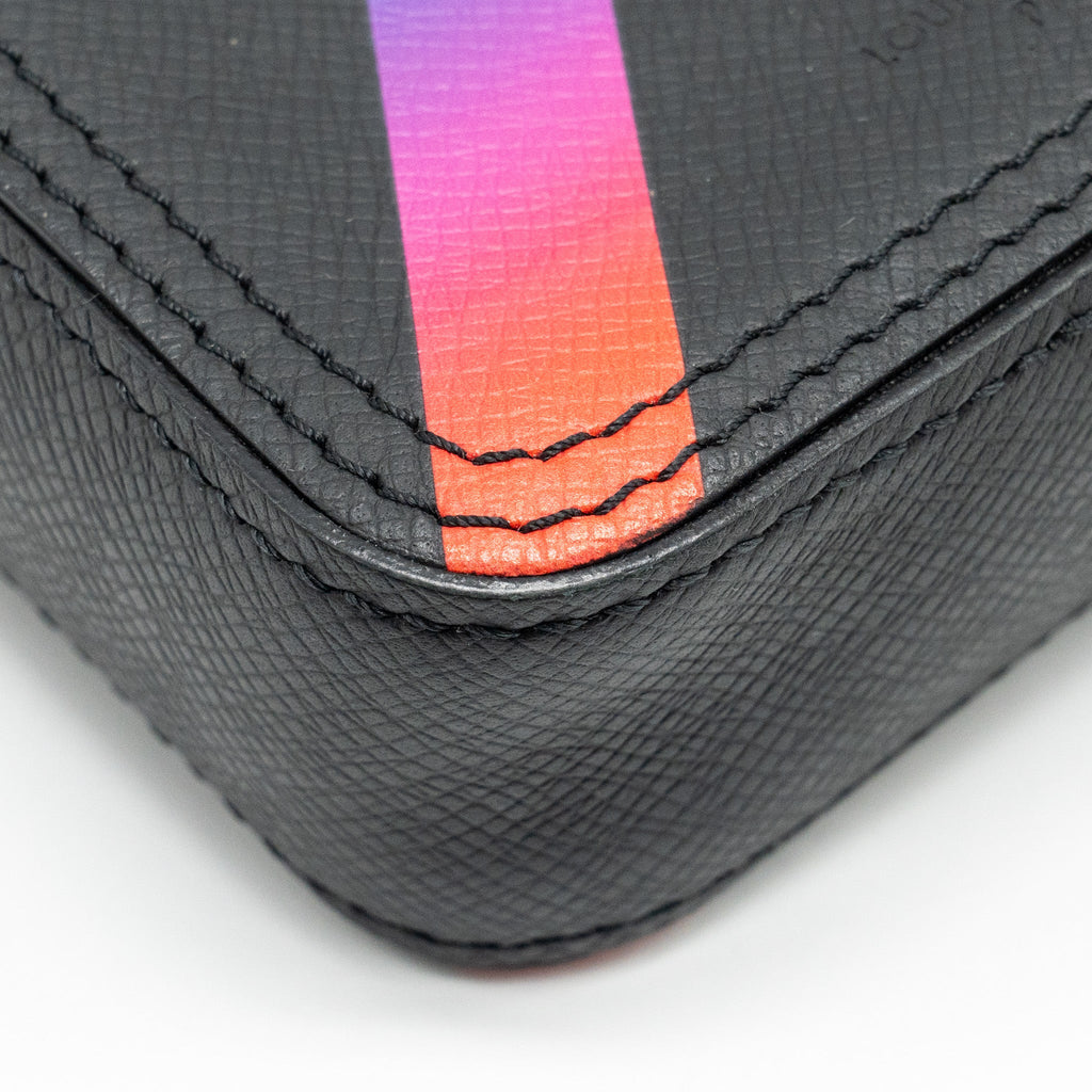 LOUIS VUITTON DANUBE MESSENGER BAG TAIGA BLACK/RAINBOW BLACK HARDWARE
