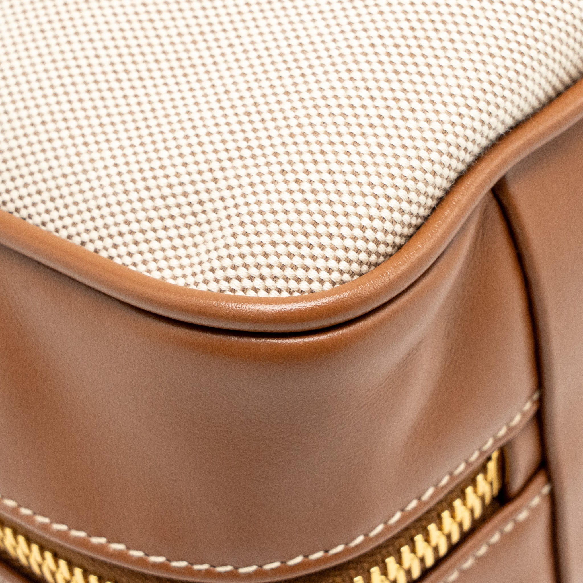 MIU MIU BEAU BAG CANVAS/ LEATHER BEIGE/ BRANDY GHW
