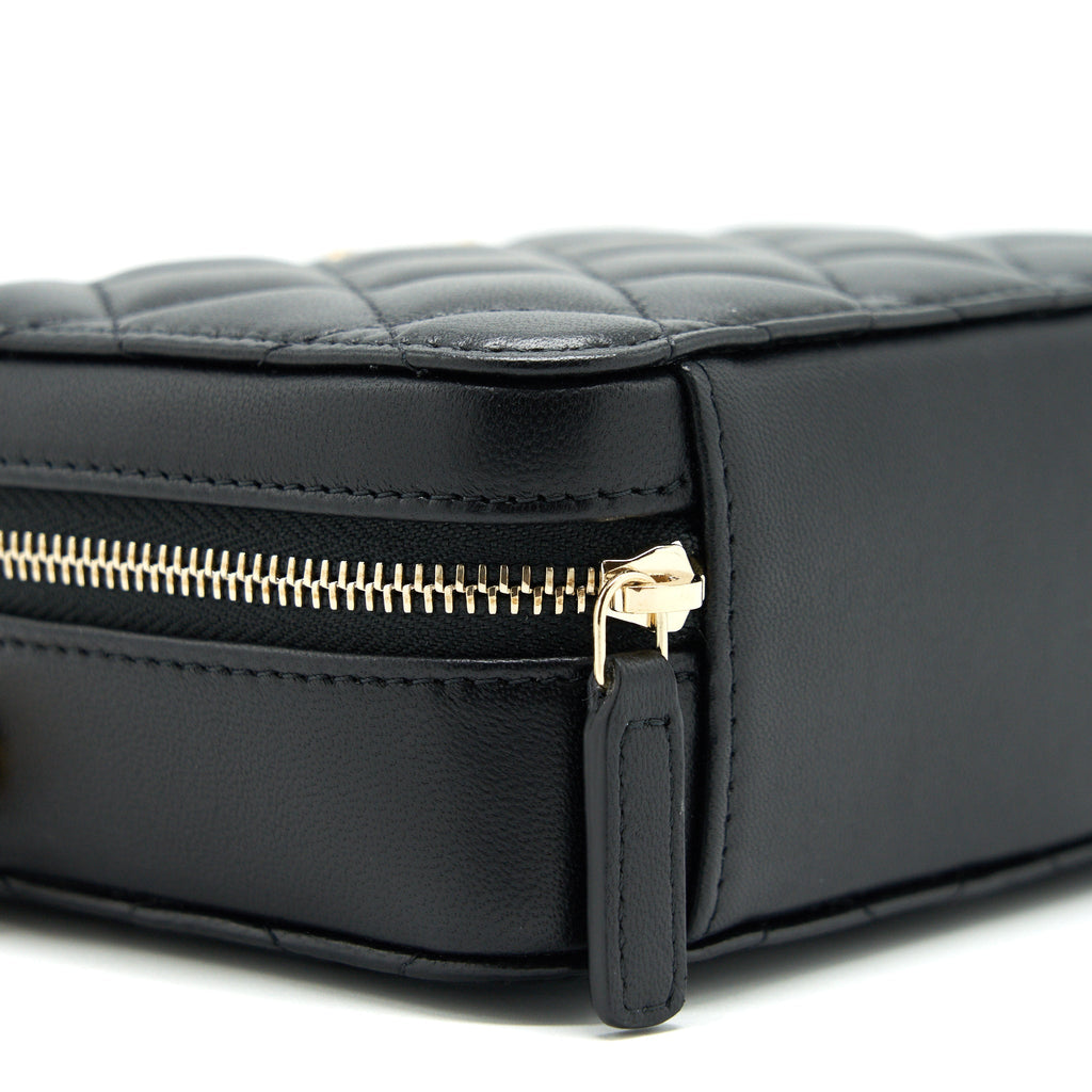 CHANEL 22C PEARL CRUSH MINI CAMERA CASE WITH CHAIN BLACK LAMBSKIN GHW
