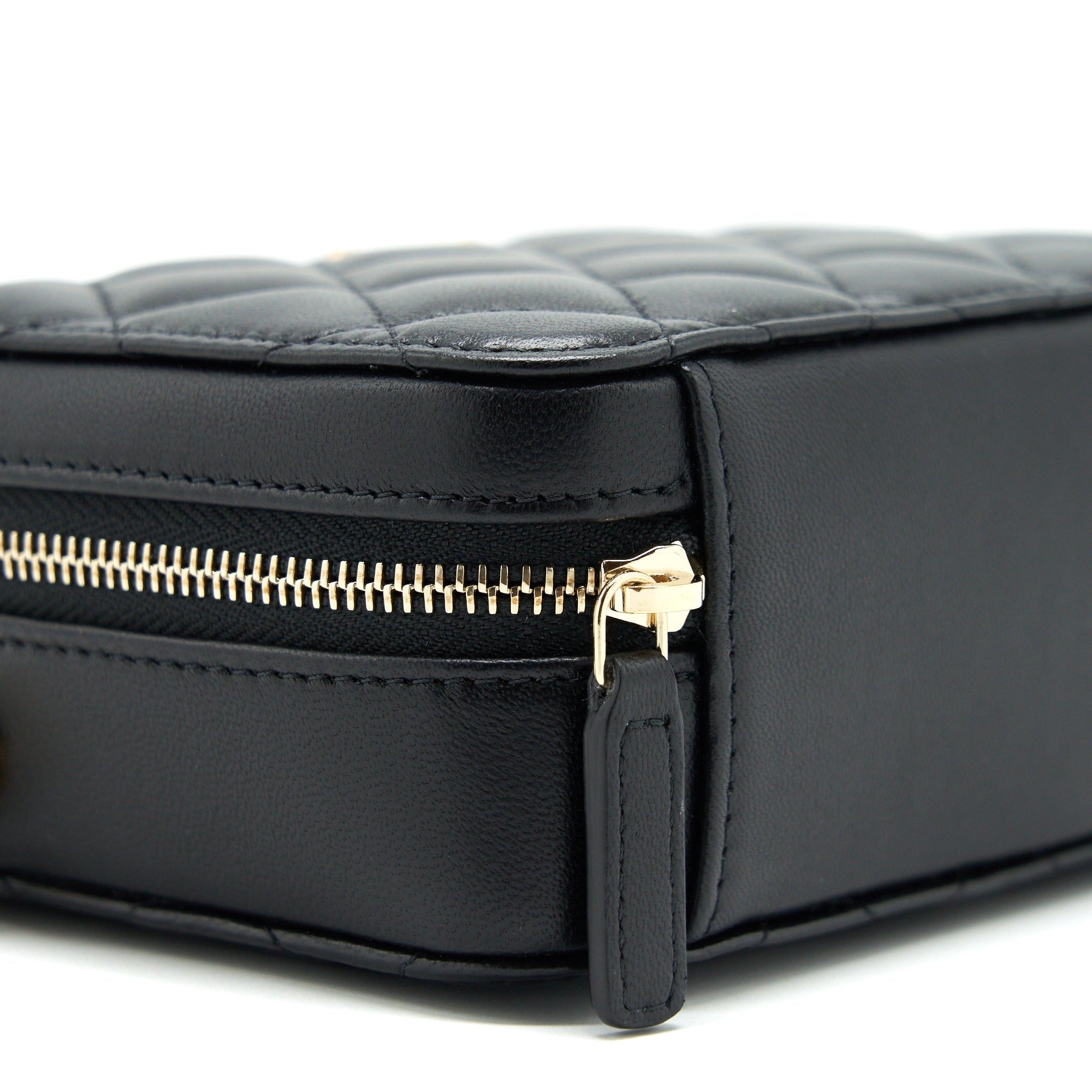 CHANEL PEARL CRUSH MINI CAMERA CASE WITH CHAIN LAMBSKIN BLACK GHW