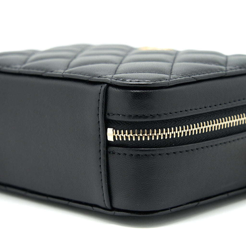 CHANEL 22C PEARL CRUSH MINI CAMERA CASE WITH CHAIN BLACK LAMBSKIN GHW