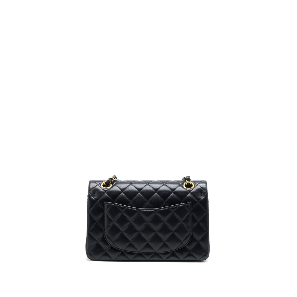CHANEL SMALL CLASSIC DOUBLE FLAP BAG LAMBSKIN BLACK GHW (MICROCHIP)