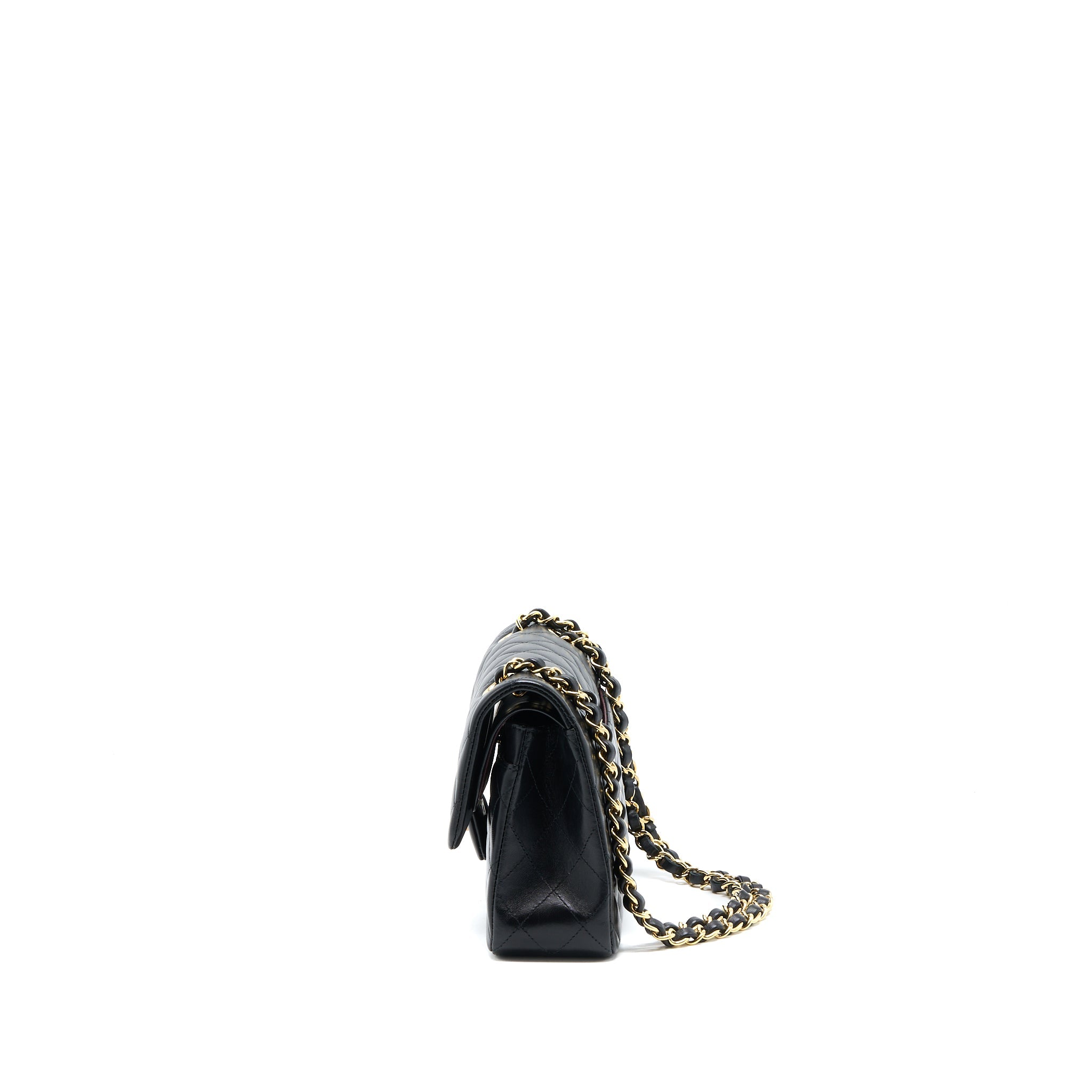 CHANEL SMALL CLASSIC DOUBLE FLAP BAG LAMBSKIN BLACK GHW (MICROCHIP)