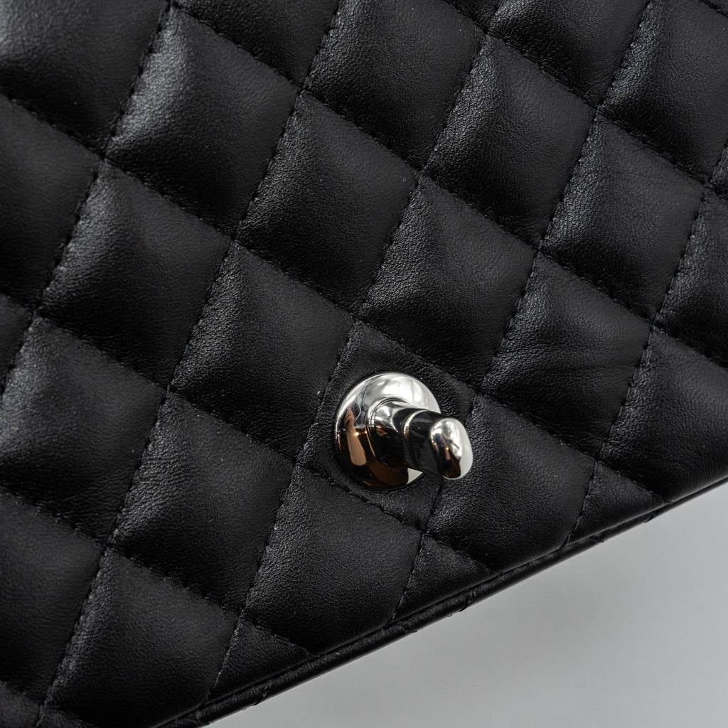 CHANEL MINI SQUARE FLAP BAG LAMBSKIN BLACK SHW (MICROCHIP)