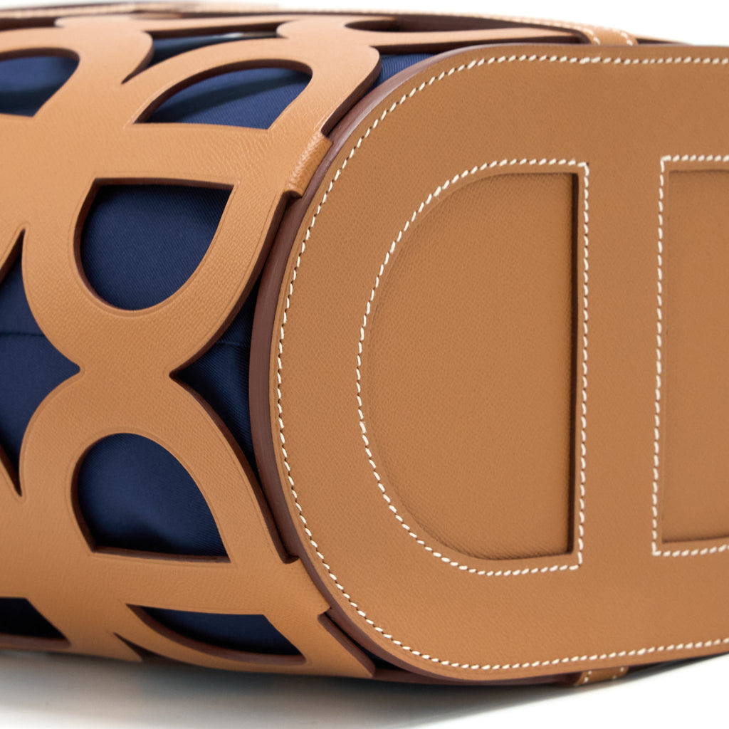 HERMES CHAINE D’ANCRE CABAS MADAME LEATHER GOLD / BLUE MARINE