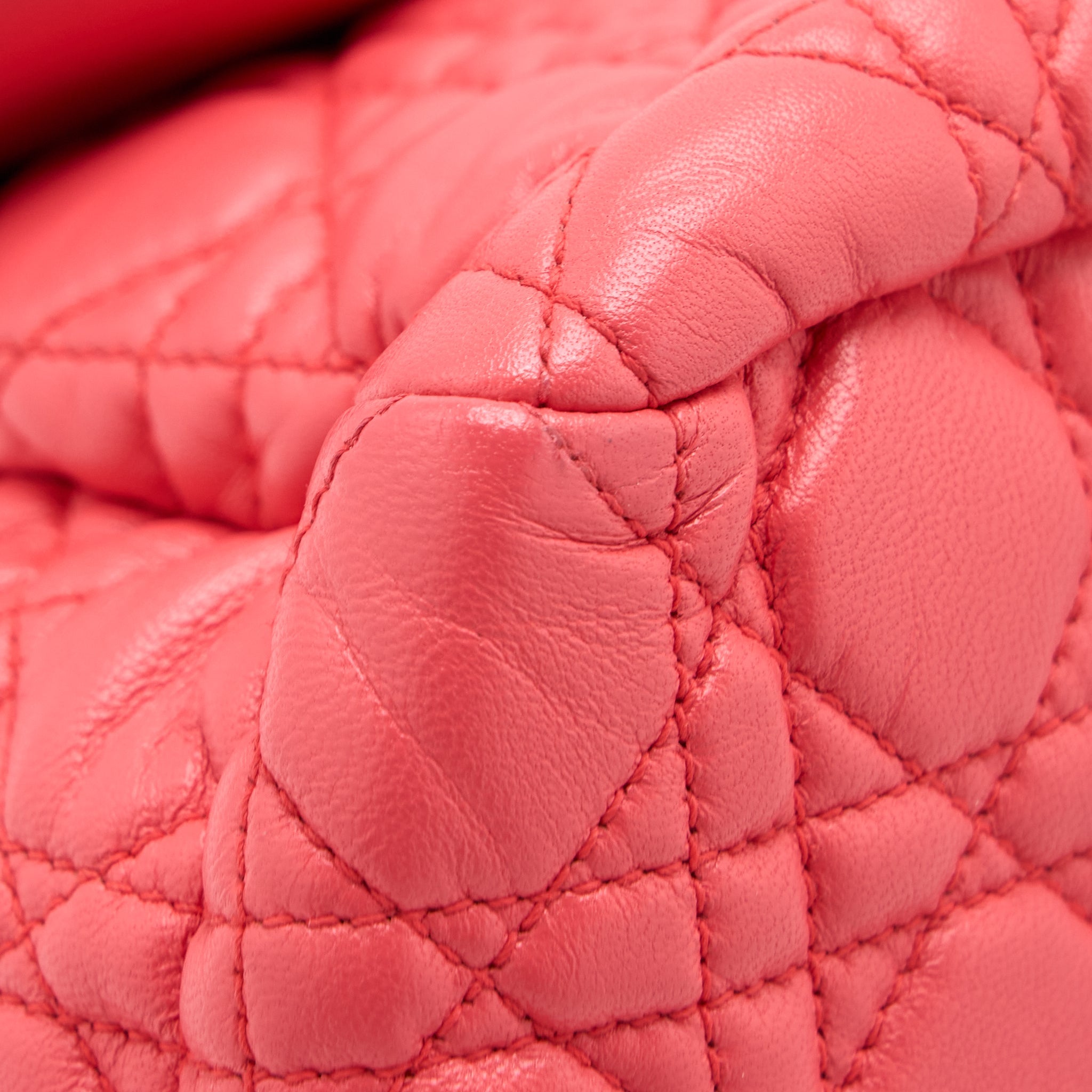 DIOR NEW LOCK FLAP SHOULDER BAG LAMBSKIN RED SHW