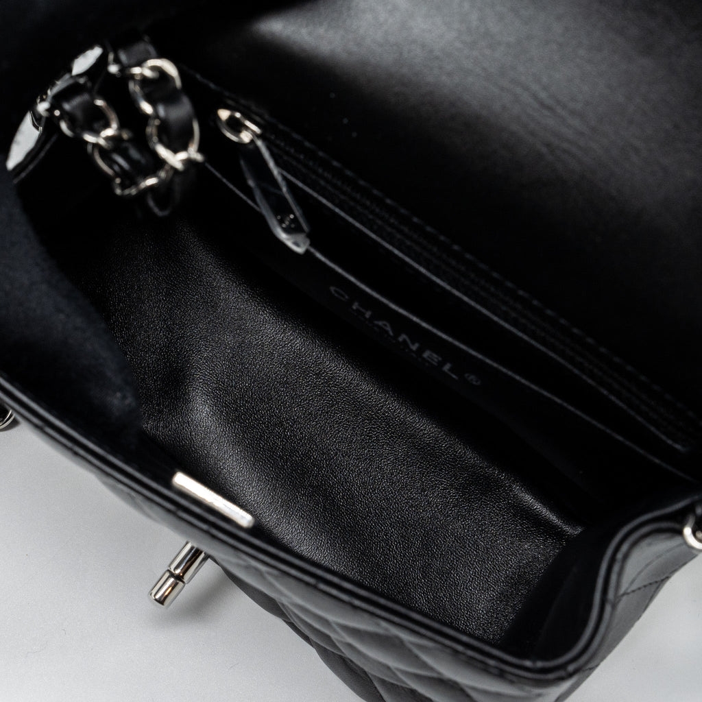 CHANEL MINI SQUARE FLAP BAG LAMBSKIN BLACK SHW (MICROCHIP)
