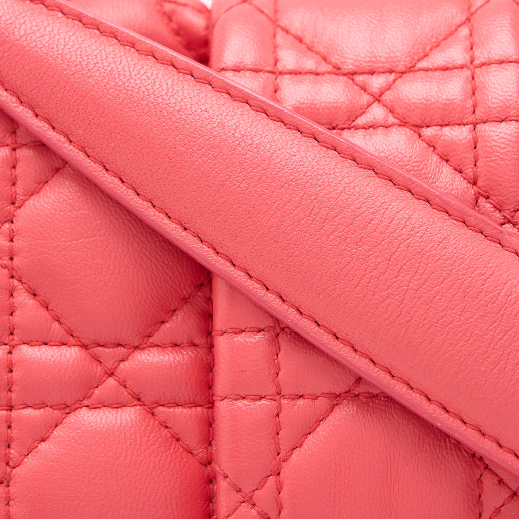 DIOR NEW LOCK FLAP SHOULDER BAG LAMBSKIN RED SHW
