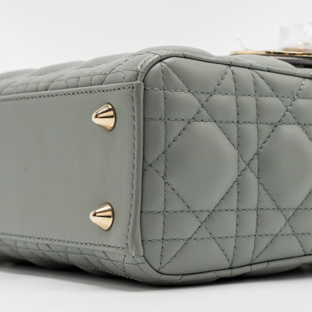 DIOR MY ABCDIOR SMALL LADY DIOR LAMBSKIN STONE GREY LGHW
