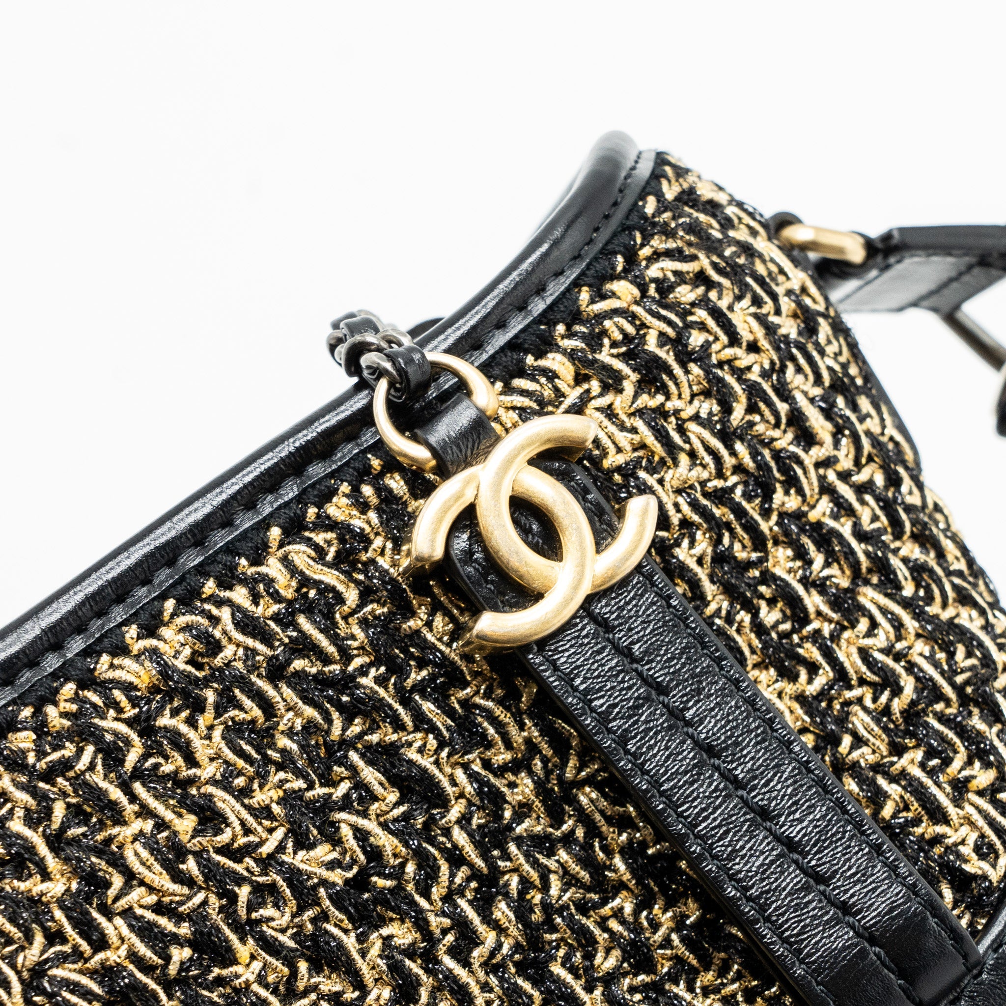 CHANEL SMALL GABRIELLE HOBO BAG LIMITED EDITION FABRIC/CALFSKIN BLACK / GOLD MULTICOLOUR HARDWARE