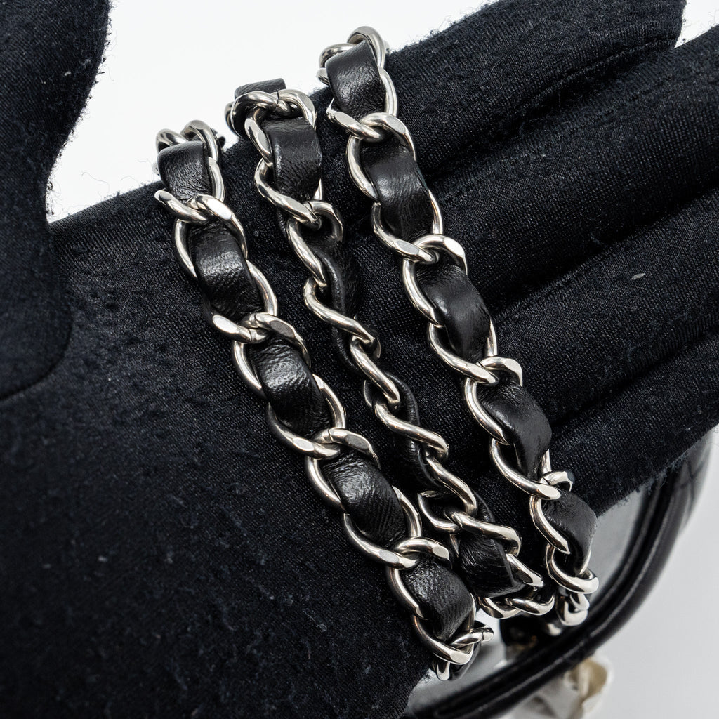 CHANEL MINI SQUARE FLAP BAG LAMBSKIN BLACK SHW (MICROCHIP)