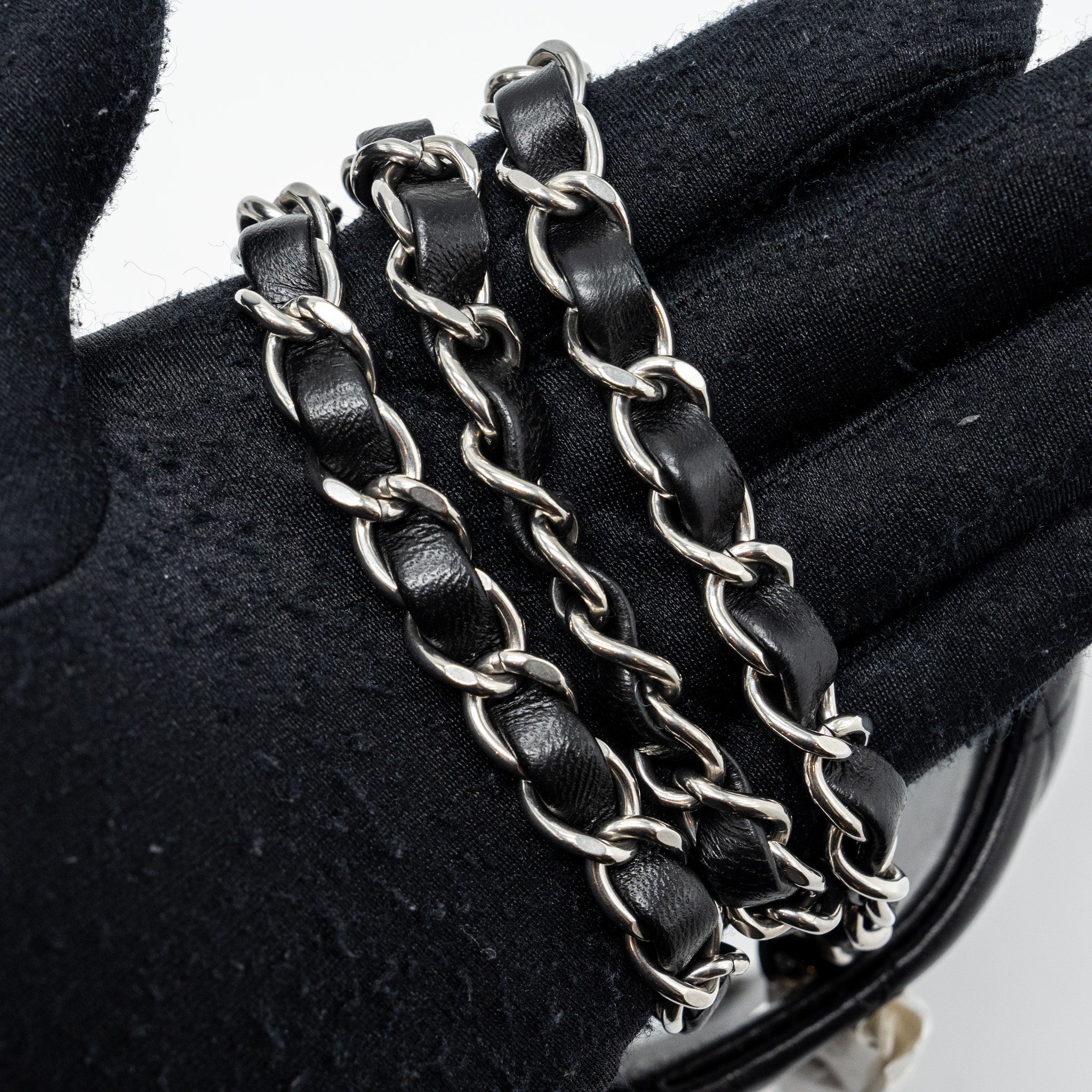 CHANEL MINI SQUARE FLAP BAG LAMBSKIN BLACK SHW (MICROCHIP)