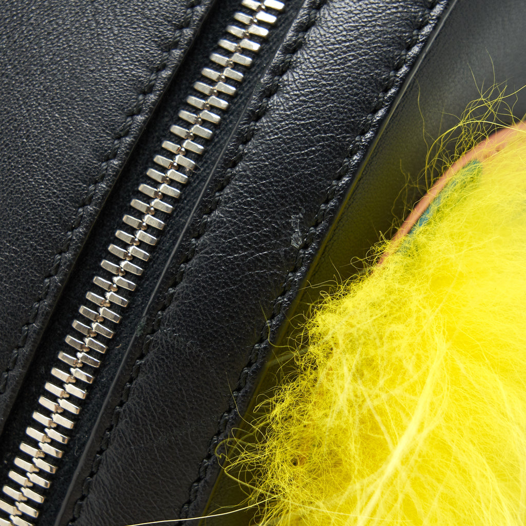 FENDI MONSTER BACKPACK BLACK/YELLOW FUR