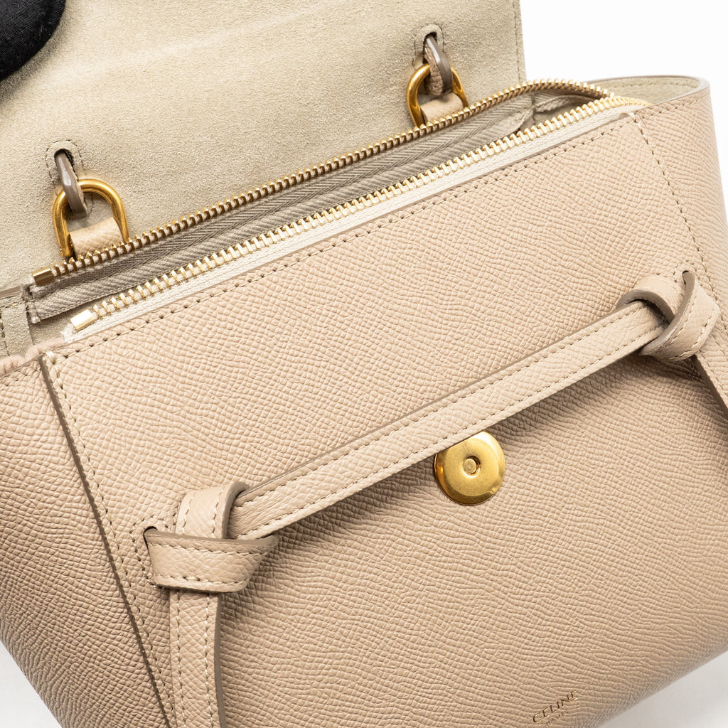 CELINE NANO BELT BAG GRAINED CALFSKIN BEIGE GHW