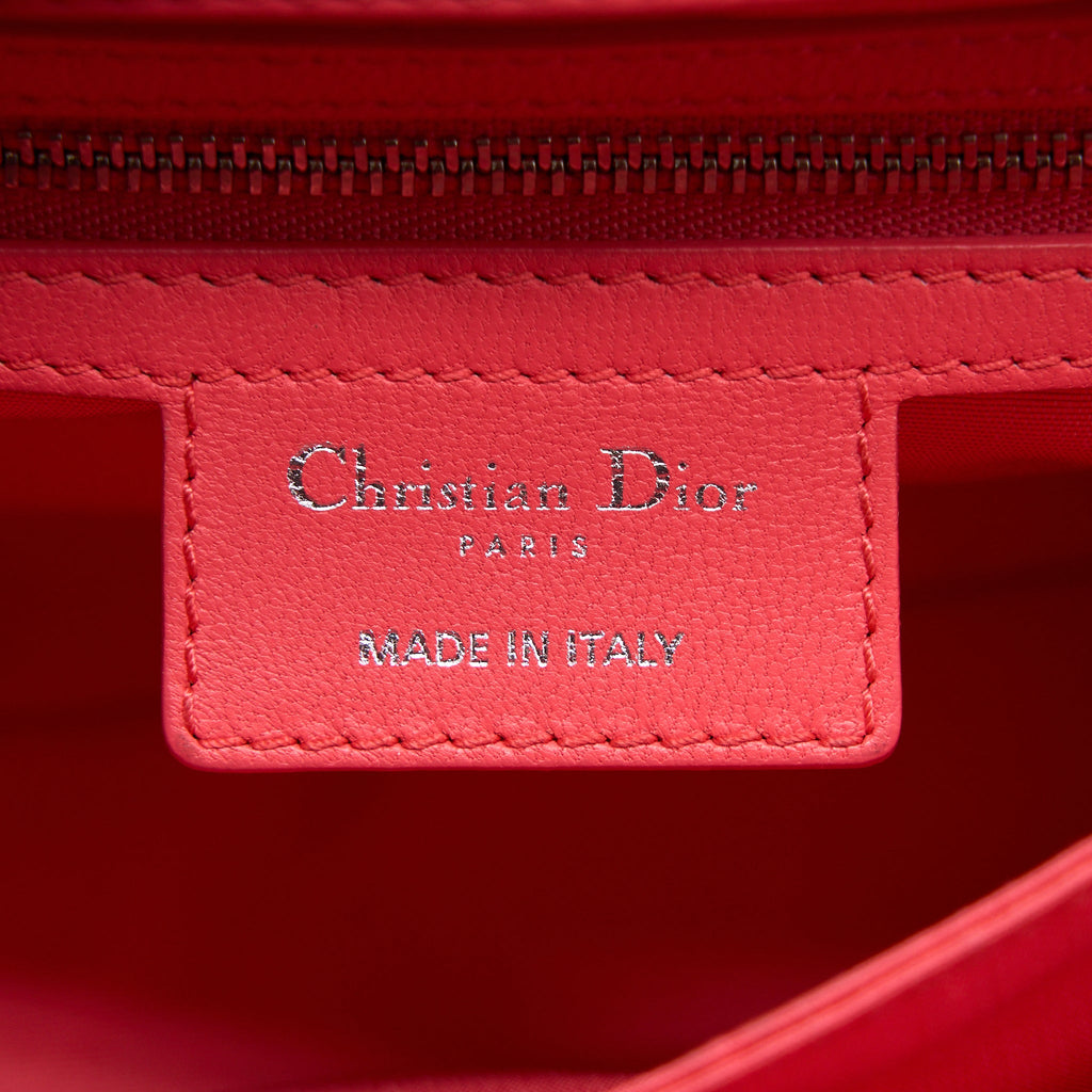 DIOR NEW LOCK FLAP SHOULDER BAG LAMBSKIN RED SHW