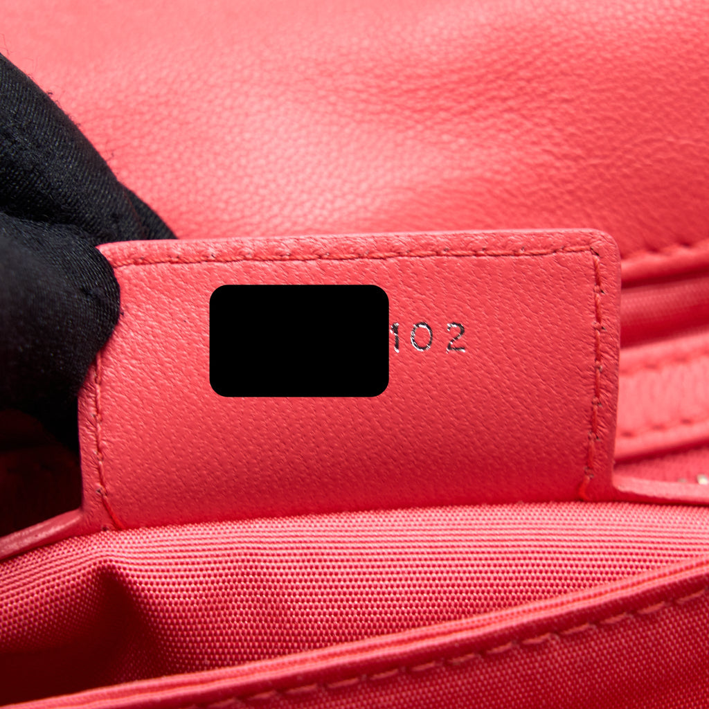 DIOR NEW LOCK FLAP SHOULDER BAG LAMBSKIN RED SHW