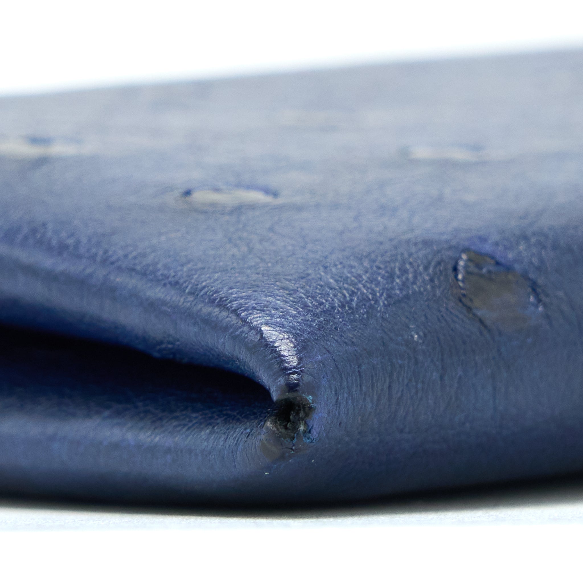 HERMES CALVI CARD HOLDER OSTRICH BLUE SHW