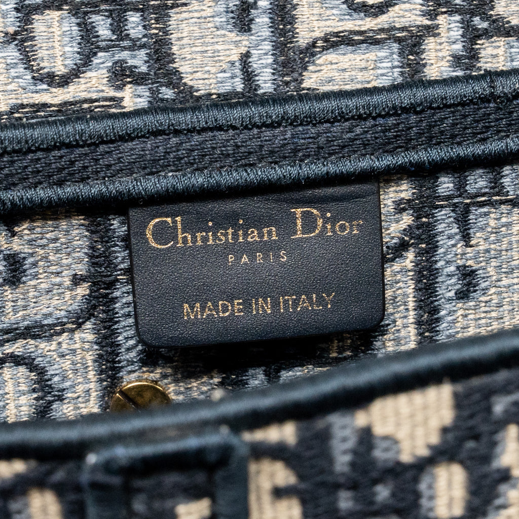 DIOR MEDIUM SADDLE BAG OBLIQUE EMBROIDERY CANVAS BLUE GHW