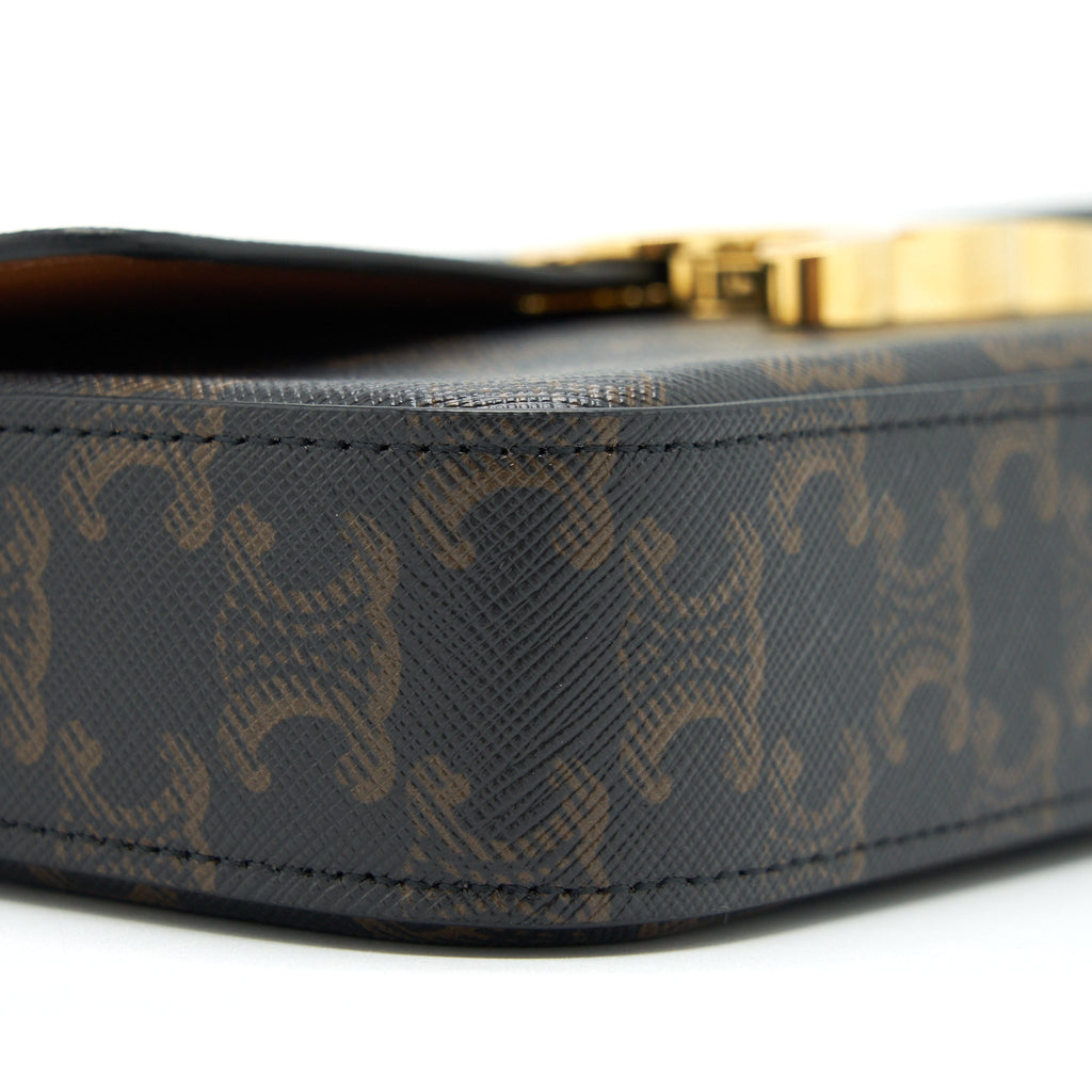 CELINE TRIOMPHE SHOULDER BAG TRIOMPHE CANVAS/CALFSKIN TAN GHW