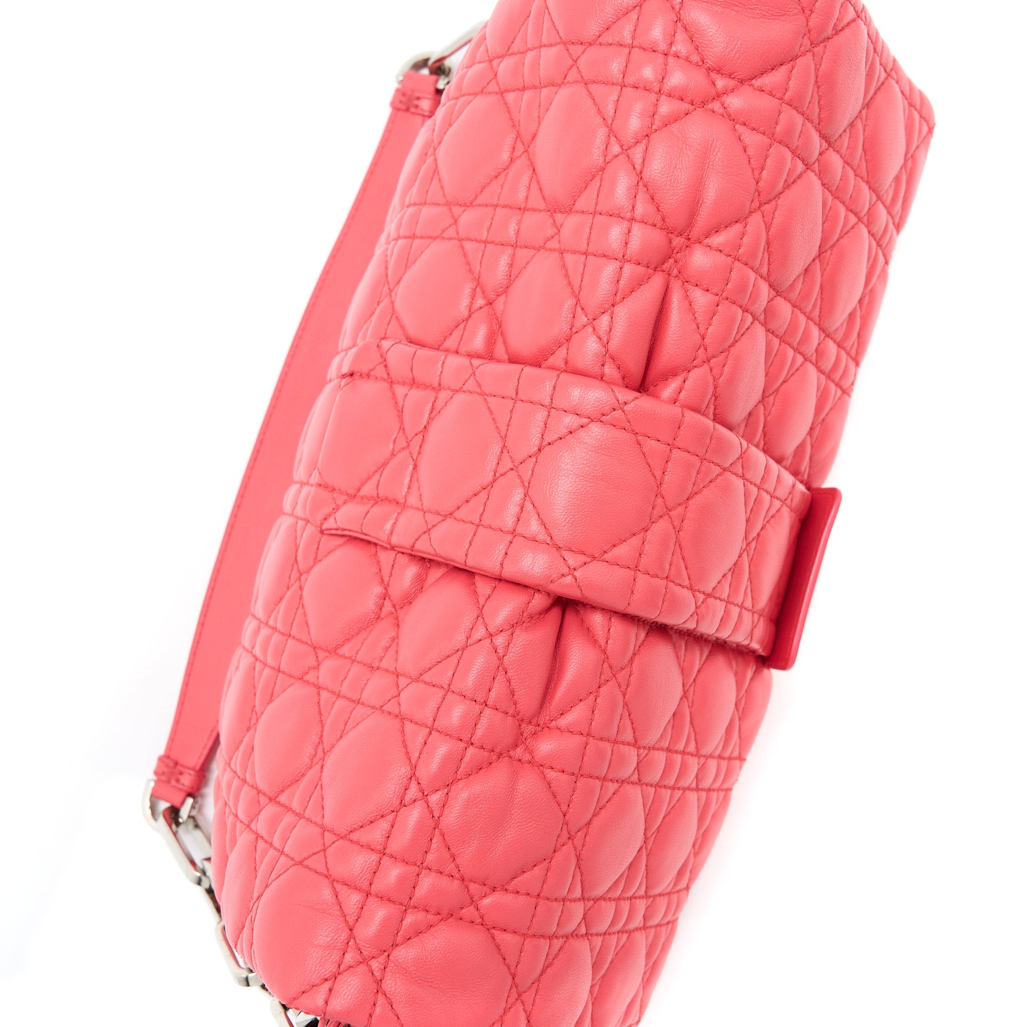 DIOR NEW LOCK FLAP SHOULDER BAG LAMBSKIN RED SHW