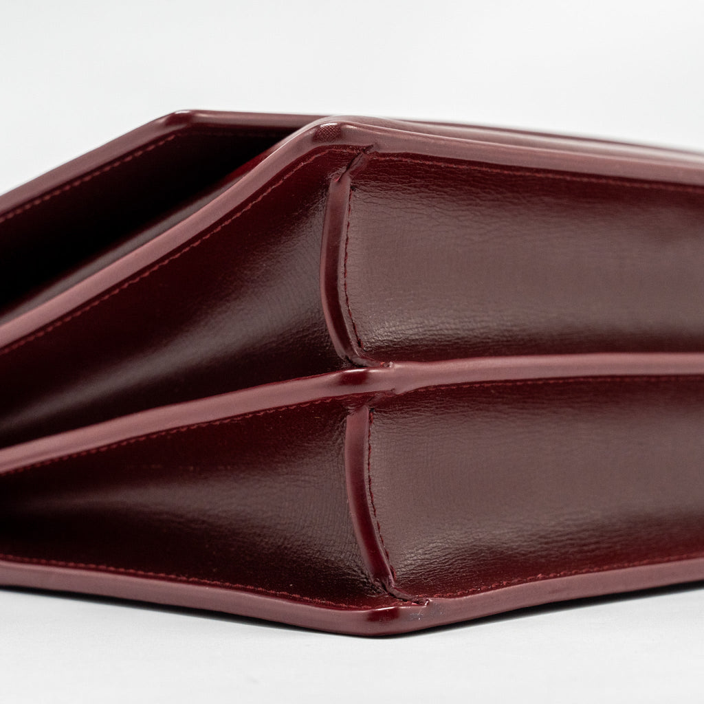 SAINT LAURENT/YSL SUNSET BAG CALFSKIN BURGUNDY SHW