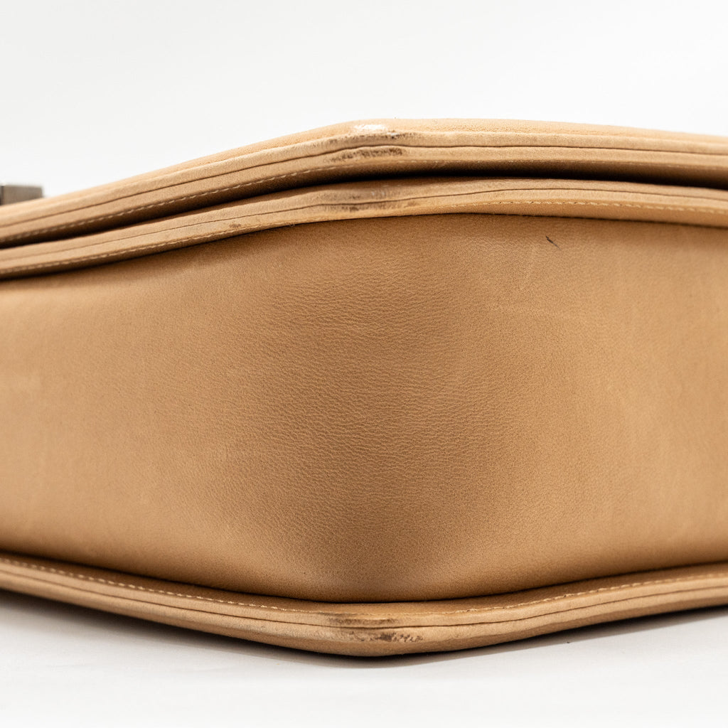 CHANEL LARGE BOY BAG LAMBSKIN BEIGE RUTHENIUM HARDWARE
