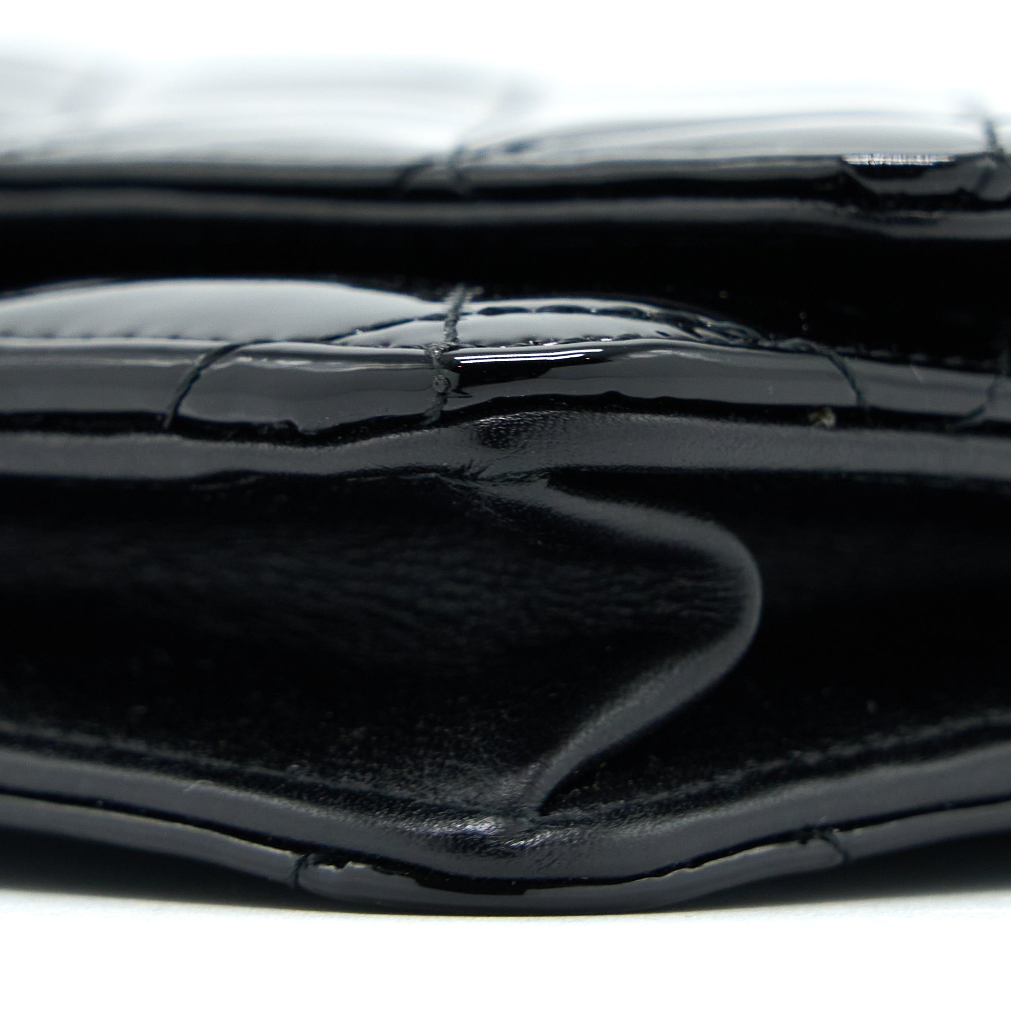 CHANEL CLASSIC WALLET ON CHAIN PATENT BLACK SHW
